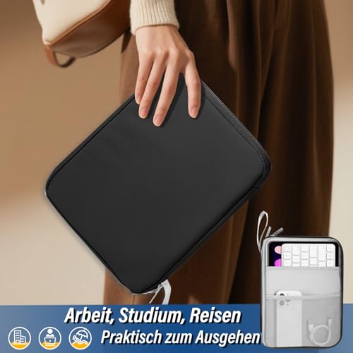 PAPOEEA Taschen für Tablets 9-11\ Tablet Tasche Kompatibel mit iPad Pro 11 M4 2024/11 Zoll iPad Air M2 2024/iPad 10th 10,9 2024/iPad Air 5/4 10,9 Schwarz