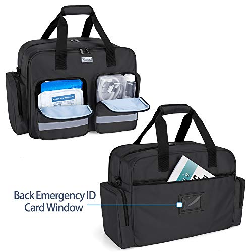 Trunab Medical Bag Empty First Aid Bag For Nurse, Doctor, Paramedic, Home Care Nurse Bag With Padded Layer For Laptop, Bag Only, Patented Design, Black #TOP3