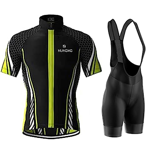 NUNOMO Men’s Cycling Jersey - Cycling Jersey Men Short Sleeve Lightweight Breathable Reflective Biking Shirt with 3 Rear Pockets Zip T Shirt for Running, Biking and Hiking (TYP-1,5XL)