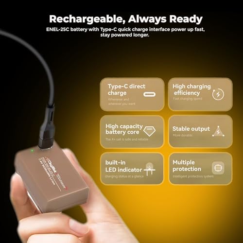 Image of Digitek Platinum ENEL 25 Type C Extra Power 9250mWh Secondary Rechargeable Li-ion Battery for Nikon Z30, Z50, Zfc, Z50II Cameras