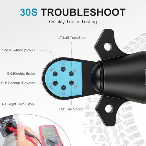 Image of Trailer Light Tester, 7 Pin Trailer Plug Testerwith Red LED, 7 Way Trailer Plug Testerfor Diagnosing and Fixing Trailer Socket Circuit Problems