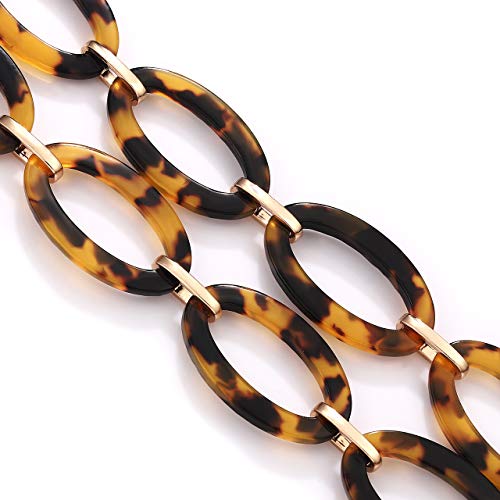 BVGA Long Necklaces for Women Acrylic Tortoise Link Necklace Leopard Print Metal Oval Resin Chain Link Acetate Collar Necklace4