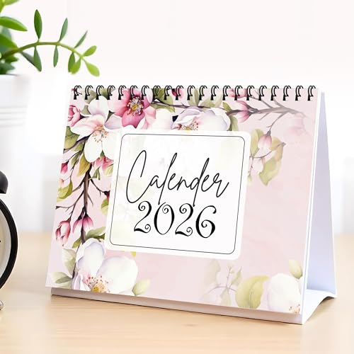 Image of Trueflair 2026 Floral Desk Calendar l 12 Months l Includes notes section l 170 gsm l Planning, Tracking & Scheduling l Black Wiro