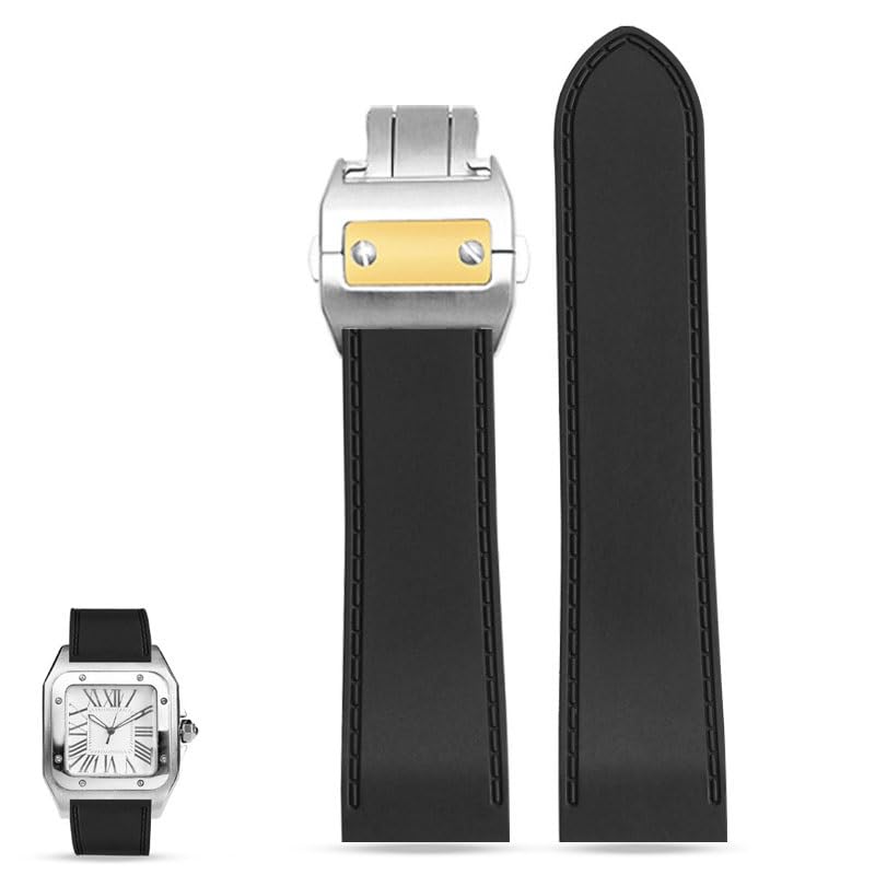 Bracelet de montre sport étanche en caoutchouc Cartier Santos 100