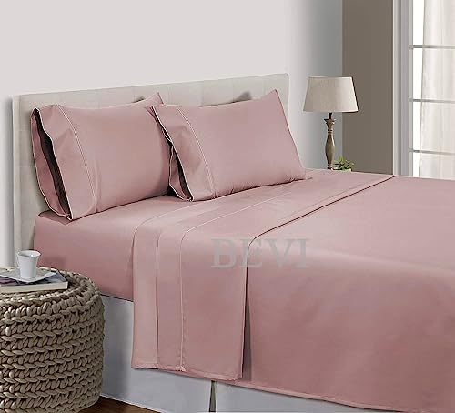 Image of BEVI - Home Premium Solid Plain Single Bedsheet with 1 Pillow Cover 300 TC Microfiber for Single Bed | Size (60 inch x 90 inch) Peach Onion
