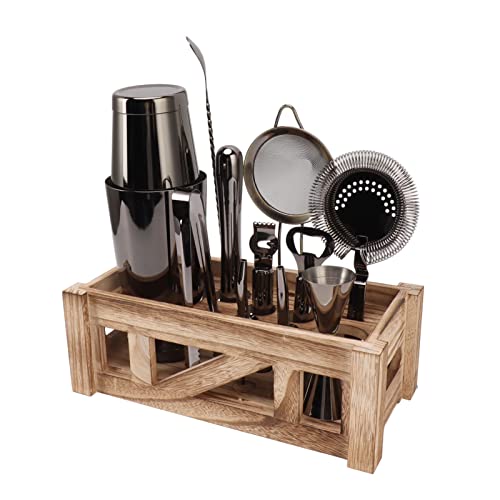 Kit de Bartender con 12 Accesorios y Soporte de Madera miniatura 7
