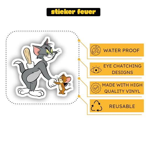 Image of 25 Cute Shinchan Laptop Stickers for Cartoon Lovers and Kids. (Tom and Jerry)