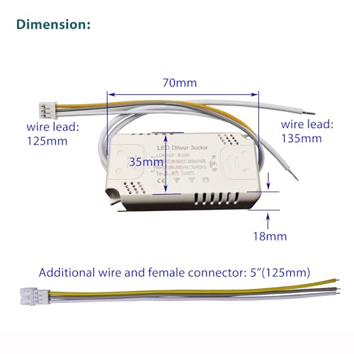 LED Driver 8-24W for Multi-Color Ceiling Strip Spot Light Module Panel, Replacement LED Power Supply Transformer Starter Adapter, Input AC85-265V Output DC36-85V