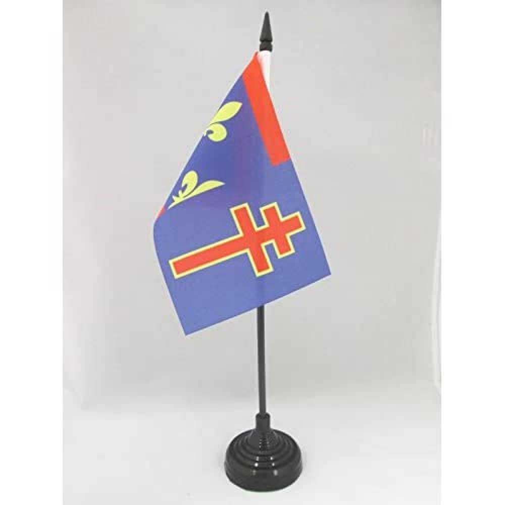 Drapeau De Table Maine-et-Loire 15x10 Cm - Mini Drapeau Départemental Avec Socle - 100% Polyester - AZ FLAG