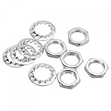 Tamaño de rosca: 1/8IP; Ancho de la tuerca hexagonal: 14mm / 0,55"; Altura de la tuerca hexagonal: 3mm / 0,12"; Tamaño de las arandelas: 10,5mm x 17,3mm / 0,41" x 0,68"; Contenido del paquete: 60 x Tuercas hexagonales; 60 x Arandelas.