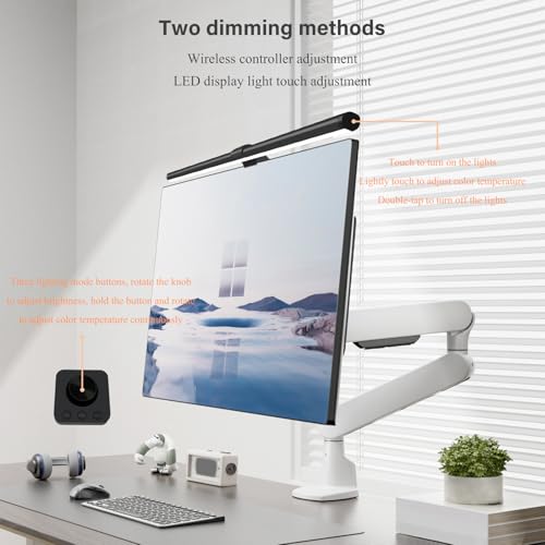 Greatzer 55CM Computer Monitor Lampe LED mit Intelligente Kabellose Steuerung USB Augenschutz Schreibtischlampe mit Touchscreen Kein Bildschirm Blendung Einstellbaren Farbtemperatur PC Büro Lampe