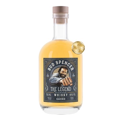 Bud Spencer Whisky - The LEGEND - [RAUCHIG 49% Vol 0 7l] Deutscher Premium Whiskey aus ausgewählten Fässern - Geschenk Box - Bud Spencer und Terence Hill Fanartikel - Whisky Geschenke für Männer