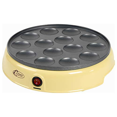 Bestron poffertjes apparaat, elektrische poffertjesplaat, antiaanbaklaag, 800W, geel