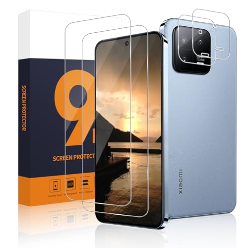 Carantee 2+2 Stück Schutzfolie für Panzerglas für Xiaomi 13 5G 0.33mm 2.5D Hülle Freundllich 9H Härte Unzerbrechlich Hohe Klarheit Hohe Auflösung Sensitive Touch Xiaomi 13 Displayschutzfolie