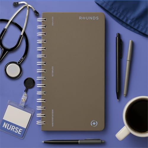 Image of Rounds Nurse Brain Notebook (9.5 inch x 4.75 inch) - 100 Patient Templates & SBAR Shift Handoffs - Essential Clinical Notebook for Nursing School - RN Accessories & Nurse Appreciation Gift