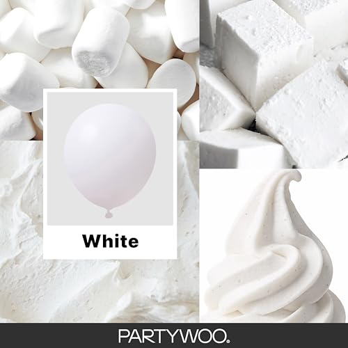 Image of PartyWoo White Balloons 100pcs Different Sizes Pack of 18 12 10 5 Inch Matte White Latex Balloon Arch Kit Garland for Wedding Bridal Graduation Baby Shower Birthday Party Decorations White-Y13