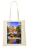 Größe 37x41cm. Sunny  I Amsterdam  Series  Popular Words  Osom Quotes  Cool T Shirt  Nice To  Super  Beautiful Landscape Tragetasche Einkaufstasche