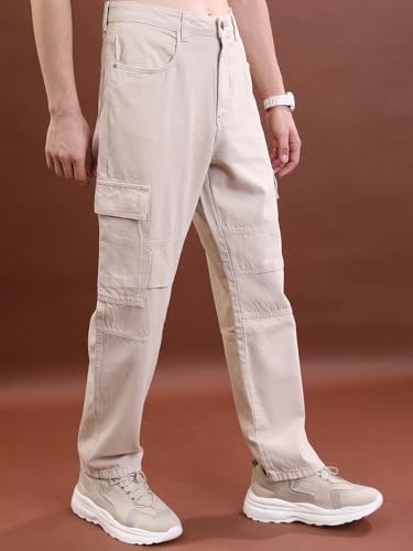 Image of Highlander Men's Regular Fit Cargo Pocket Jeans | Clean Look | Cotton Comfort | Utility Style