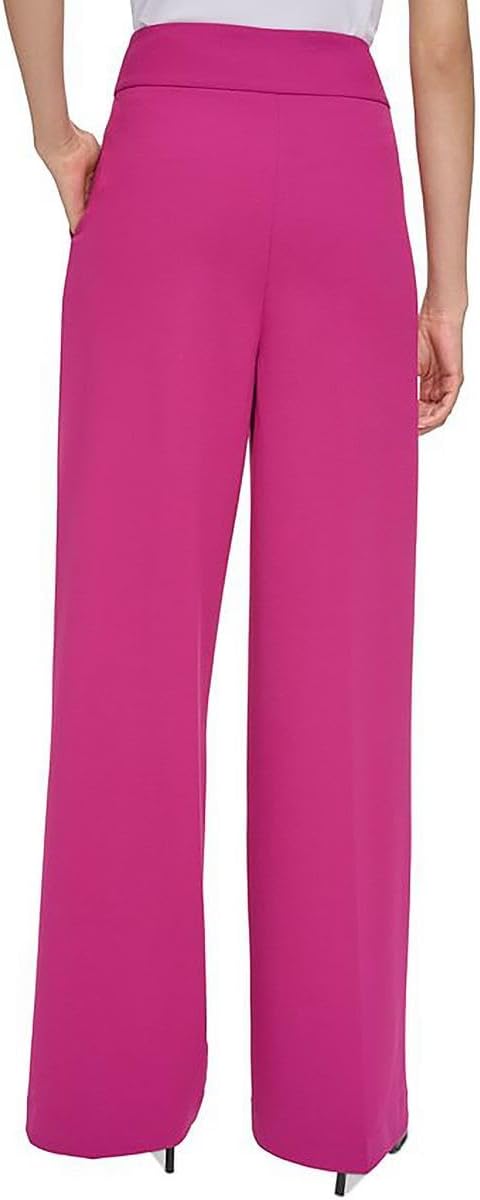 Calvin Klein Womens Petites High Rise Work Wear Wide Leg Pants Purple 2P