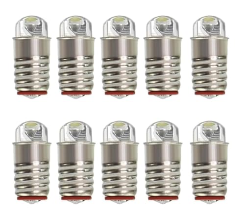 ShuoHui Lot de 10 ampoules LED E5 blanc chaud/blanc 12 V-14 V pour culot E5 E5.5 H0 (blanc froid 6000 K)