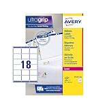 Avery Addressing Labels Laser Jam-free 18 per Sheet 63.5x46.6mm White Ref L7161-250 [4500 Labels]