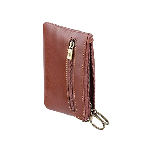 Visconti Monza 19 Leather Key Ring Zippered Coin Pouch Purse, Brown, One Size2