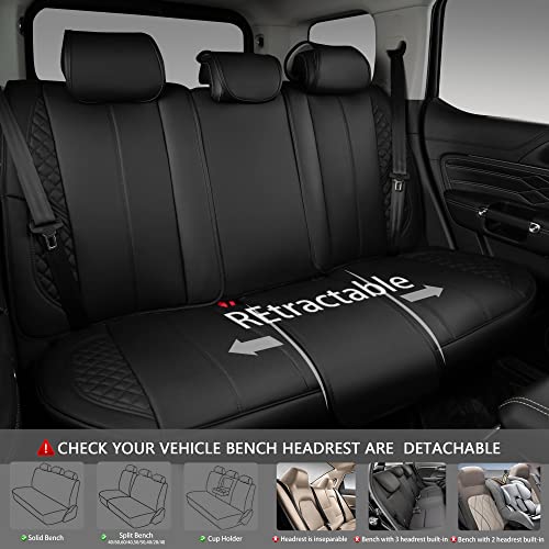 Car Pass Nappa Leather Car Seat Covers Full Set Waterproof Protector Durable Cushioned,Universal Fit For Sedan Suv Pick-Up Truck,Automotive, Anti-Slip And Backseat Luxury Premium Deluxe(Black) #TOP6