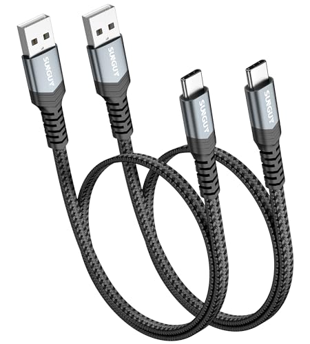 SUNGUY USB-zu-USB-C-Kabel 0.6m [2Pack], 3A USB-A-zu-USB-C-Kabel für schnelles Laden und Datenübertragung, geflochten, kompatibel mit iPhone16/15Pro/ProMax/Plus,Samsung Galaxy S23 S22,Note20 10,Pixel
