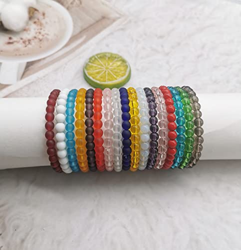 Samoco 18Pcs 6Mm Beaded Stretch Bracelet Handmade Round Glass Bracelet For Women Multicolor Matte Beads Elastic Bracelet #TOP5