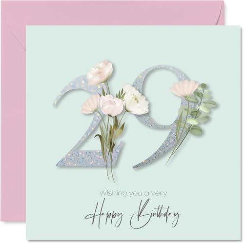 Cartes anniversaire 29 ans femme fleurs fantaisie 145mm