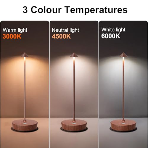 SAKRINGT 2 Pack Cordless Table Lamps Rechargeable, 6000mAh Battery Operated Waterproof Stepless Dimming Modern Portable LED Table Light for Restaurant Dining Patio Outdoor
