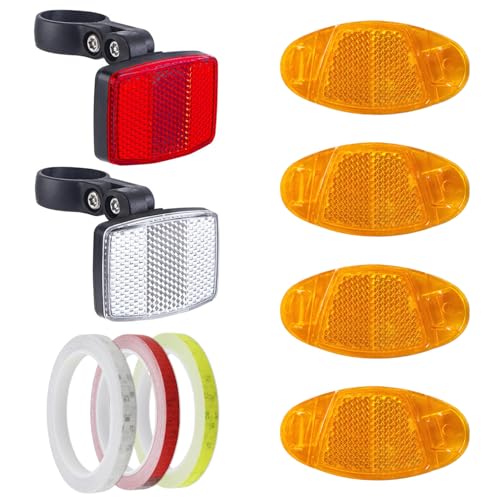 Xynovate 9 Piezas Reflectores Portaplaca para Bicicleta Ojo de Gato, Reflector de Rueda de Bicicleta, Altamente Reflectantes y Intemperie para Bicicleta, Moto