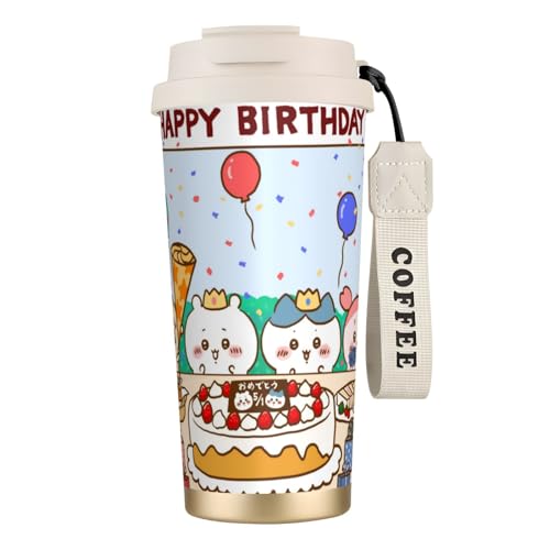 ステンレスカップ ちいかわ うさぎ コーヒーカップ 車用タンブラー 保冷保温 真空断熱 500ml 蓋付き ストロー付き 大容量 水筒 マグボトル 車用コップ かわいい ギフト対応 誕生日プレゼント 持ち運び便利 男女兼用 家庭用 オフィス