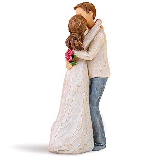 Husband And Wife Figurine Statue, Romantic Hand Painted Loving Kiss Couple Figure Anniversary Wedding Valentine's Day Gift For Her Him Boyfriend Girlfriend (Can't Help Falling In Love) #TOP2