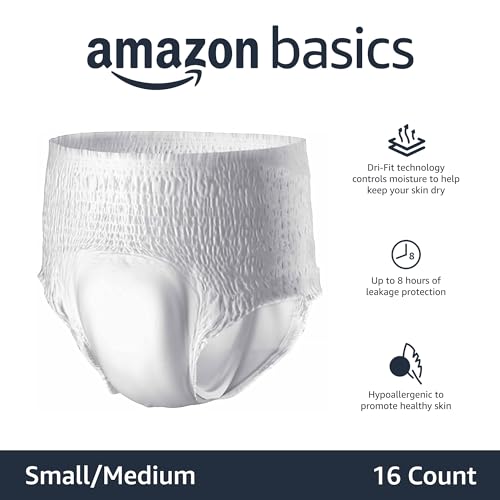 Image of Amazon Basics Unisex Protective Underwear, Overnight Absorbency, Small /Medium, 16 Count (Pack of 2)