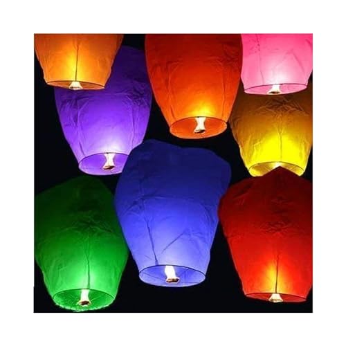 Image of PRINT BHARAT Paper Flying Sky Lantern Hot Air Balloon with Fuel Wax Candle Balloon /Birthday /All Festival Multicolor,Paper (Pack of 15)