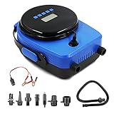 【Diseño portátil】 Ultraligero 1,8 kg, fácil de transportar; Tabla de paddle surf y SUP. La conexión de la manguera de aire principal, que se puede girar libremente 360 grados, ofrece posiciones de bomba flexibles. El adaptador de tornillo garantiza una perfecta estanqueidad al aire. Buena disipación de calor, diseño antideslizante, que incluye sensor de temperatura de la bomba y temporizador, protección incorporada para apagado automático.