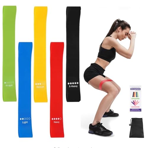 Resistance Bands for Working Out Booty Exercise Bands with 5 Resistance Levels Fit for Physical Therapy Fitness Strength Training Yoga Rehab Include Instruction Guide Assorted