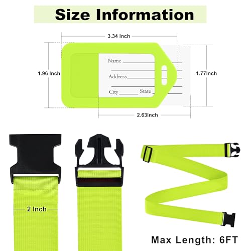 8 Pack Luggage Straps and Tags Set - 4 Straps, 4 Tags, TSA Approved Suitcase Belt, Green - Image 3
