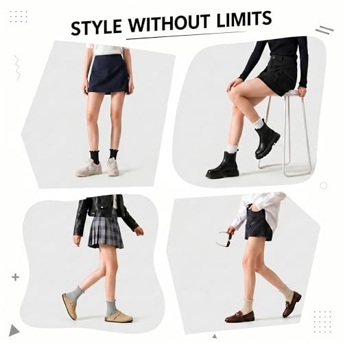 Image of Women Ruffle Socks, Cute Ankle Crew Socks for Women, 4 Pairs Frilly Womens Socks Size 5-9