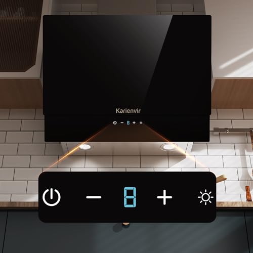 Dunstabzugshaube 60cm Seitenansaugung, 500m³/h Saugleistung, A++ Energieeffizienz, Edelstahl 430, 2x 1,5W LED-Beleuchtung, Touchpanel