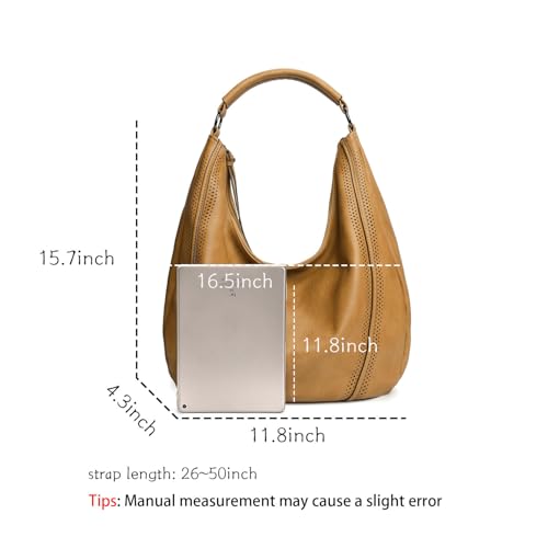Image of Hobo Shoulder Bag Soft Leather Tote Purse with Adjustable Crossbody Strap Handbag for Work, Travel and Daily Use