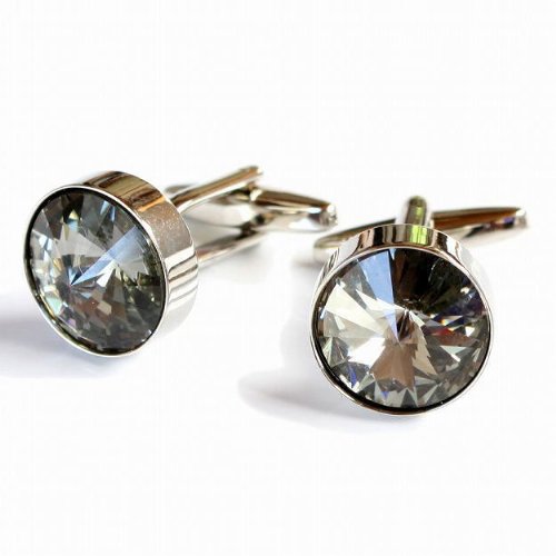 鎌倉カフス工房 ブラックダイヤモンドスワロフスキー・ラウンドカフス