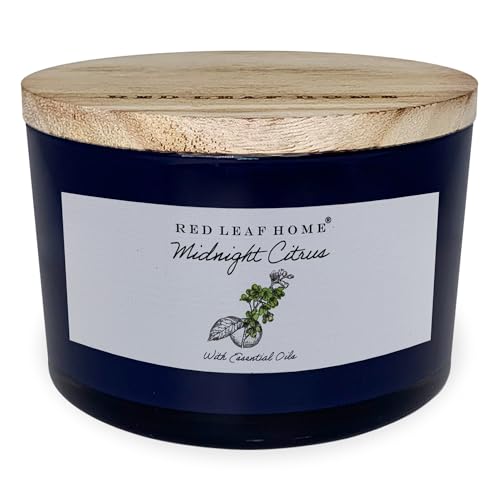 Red Leaf Home Midnight Citrus Jar Candle | Includes Wooden Lid, Large | Aromatherapy | Botanicals Collection | 16.5oz