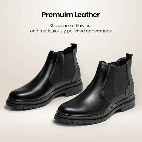 Image of OKKO Mens Chelsea Boots Genuine Leather Dress Boots for Men Classic Stylish Casual Slip On Ankle Boot for Men