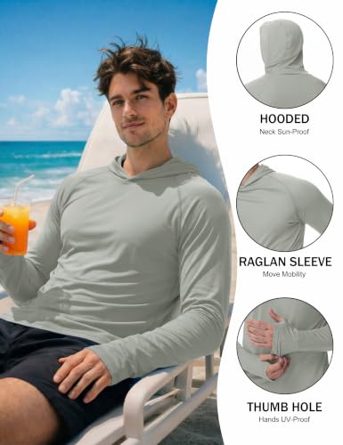 Image of KEFITEVD Men's Sun Hoodie Long Sleeve Fishing UPF 50+ SPF Quick Dry Shirts