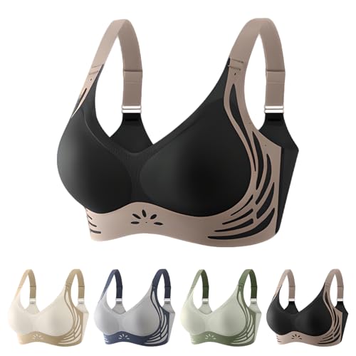 Powerful Push-Up Bra, Summer Wireless Full Coverage Bras Soft Comfortable Bralette Back Smoothing Bras with Support