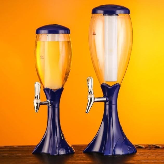 Dispenser Beer High Capacity Bar Glowing Beer Tower Water Juice Beverage Tabletop Home Bar Liquid Drinking 1.5l/0.39 Gallon (Silver color)
