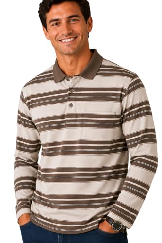 Image of SANE ORIGINALS Full Sleeves Polo T-Shirt for Men with Pocket || Stripe Collar and Pocket T-Shirt for Men Long Sleeves