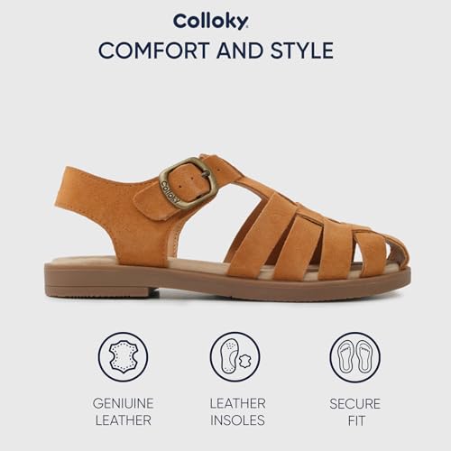 Image of Kid Girls Fisherman Buckle Sandals - Comfortable Summer Sandals with Closed Toe & Adjustable Strap for Daily Wear & Outdoor Play
